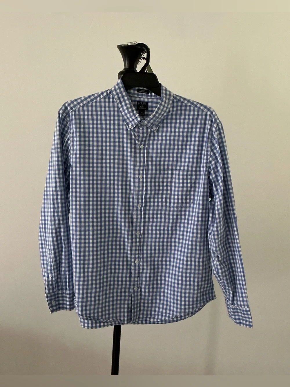 J.Crew Men’s XL Slim Untucked Blue White Gingham Flex Washed Shirt
